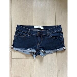 Abercrombie & Fitch Y2K Low Rise Denim Shorts Flap Pockets Dark Wash Size 4/27